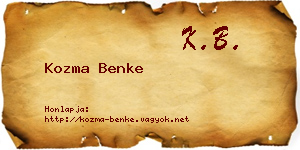 Kozma Benke névjegykártya